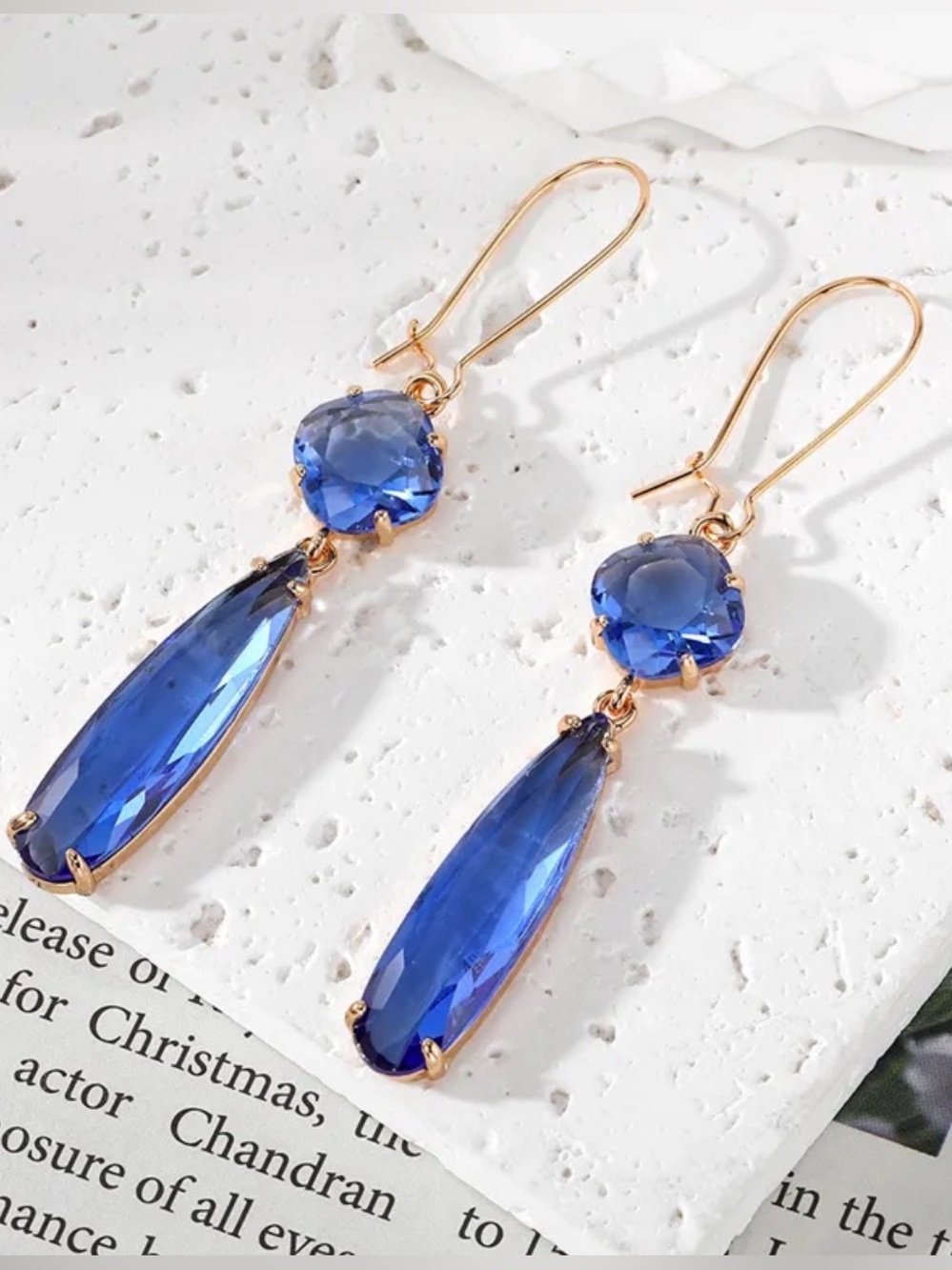 Blue Drop Crystal Dangle Earrings - Women Jewelry